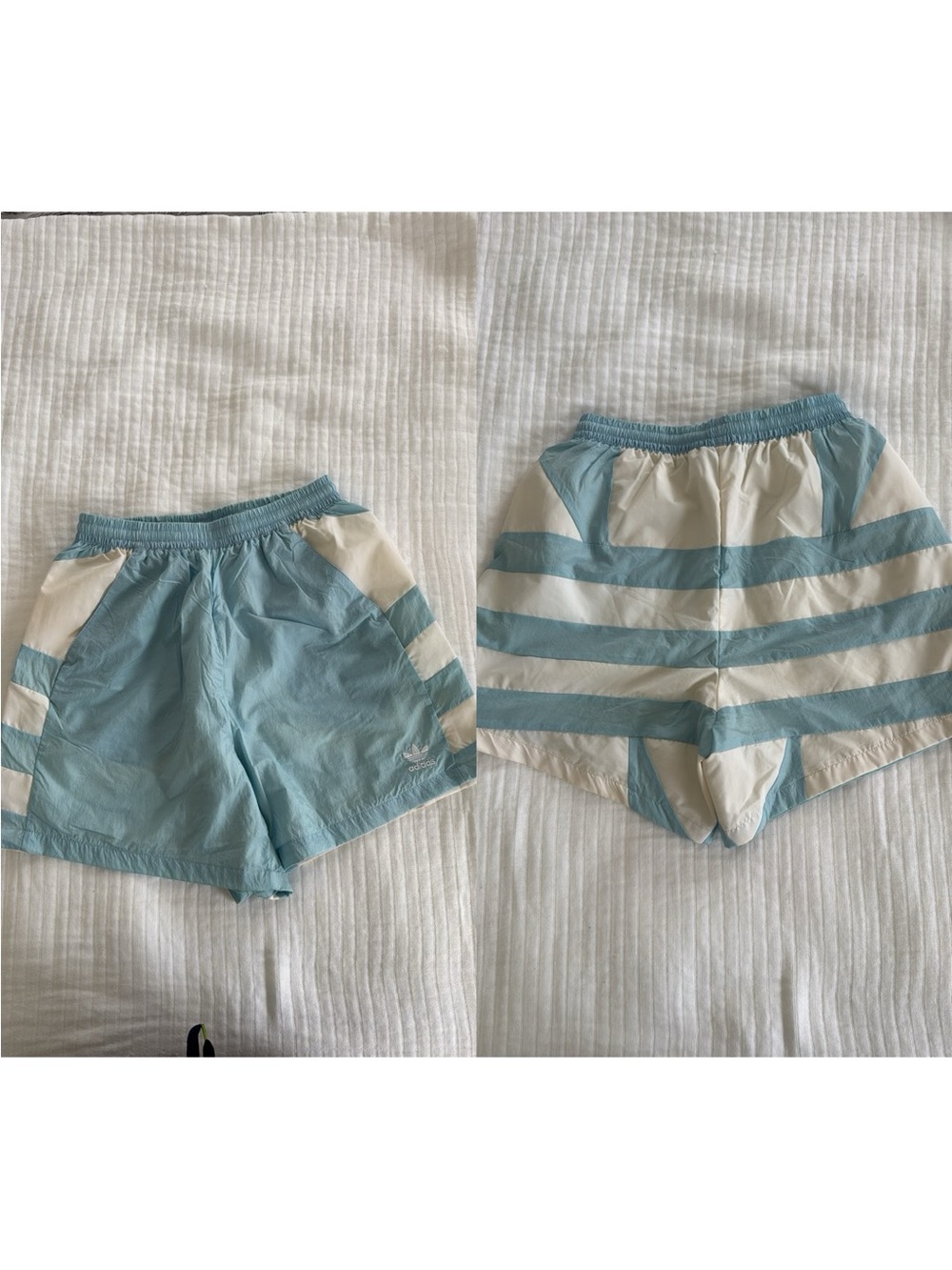 Adidas Blue White Colorblock Athletic Running Sport Shorts Beach Trunks Size S